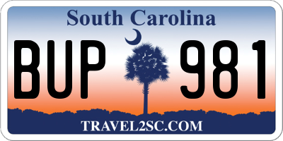 SC license plate BUP981