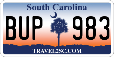 SC license plate BUP983