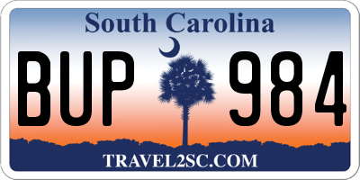SC license plate BUP984
