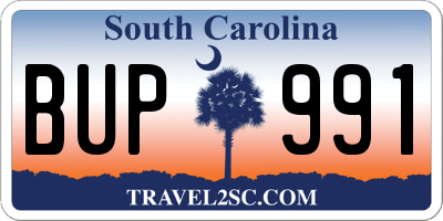 SC license plate BUP991