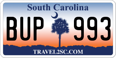 SC license plate BUP993