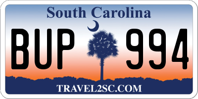 SC license plate BUP994