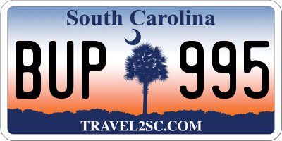 SC license plate BUP995