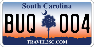 SC license plate BUQ004