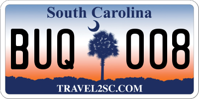 SC license plate BUQ008