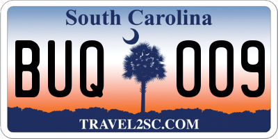 SC license plate BUQ009