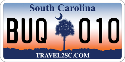 SC license plate BUQ010
