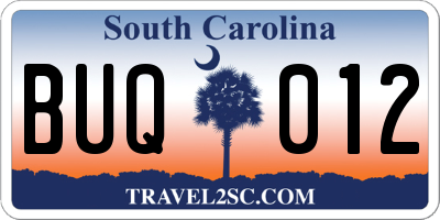 SC license plate BUQ012
