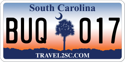 SC license plate BUQ017