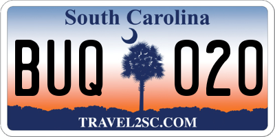 SC license plate BUQ020