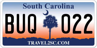 SC license plate BUQ022