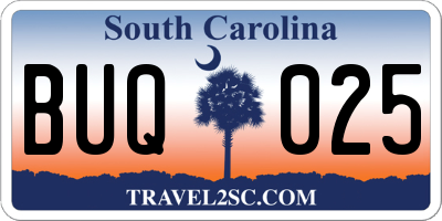 SC license plate BUQ025