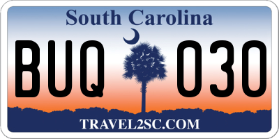 SC license plate BUQ030