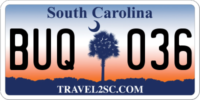 SC license plate BUQ036