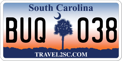 SC license plate BUQ038