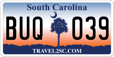 SC license plate BUQ039