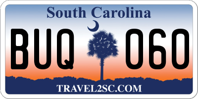 SC license plate BUQ060