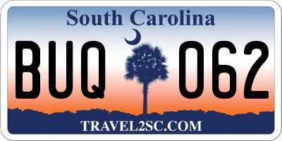 SC license plate BUQ062