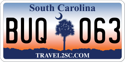 SC license plate BUQ063