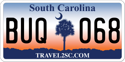 SC license plate BUQ068