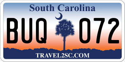 SC license plate BUQ072