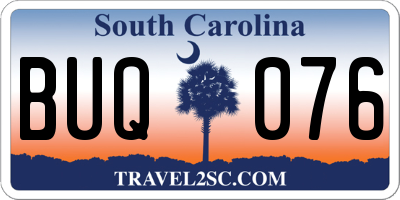 SC license plate BUQ076