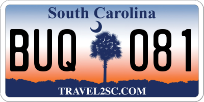 SC license plate BUQ081