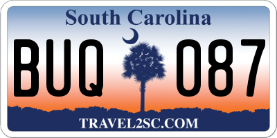 SC license plate BUQ087