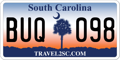 SC license plate BUQ098