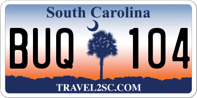 SC license plate BUQ104