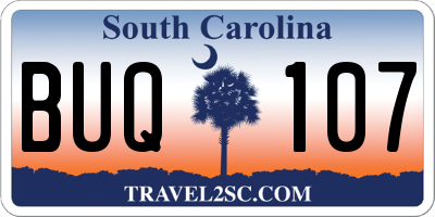 SC license plate BUQ107