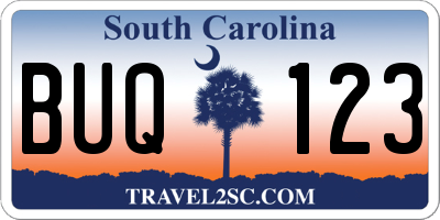 SC license plate BUQ123