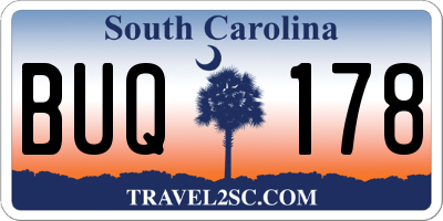 SC license plate BUQ178