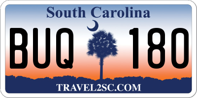 SC license plate BUQ180