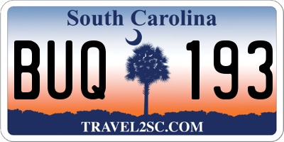 SC license plate BUQ193