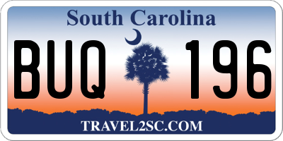 SC license plate BUQ196