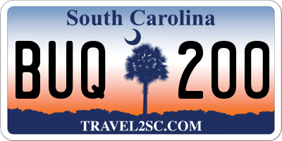 SC license plate BUQ200