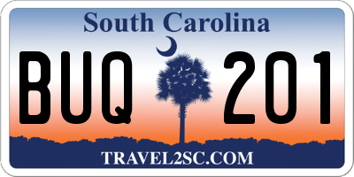 SC license plate BUQ201
