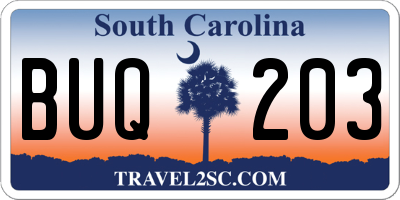 SC license plate BUQ203