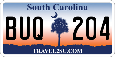 SC license plate BUQ204
