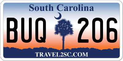SC license plate BUQ206