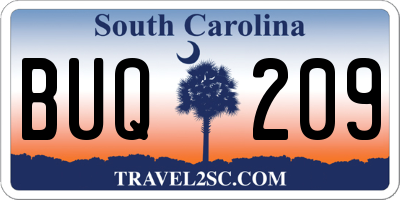 SC license plate BUQ209