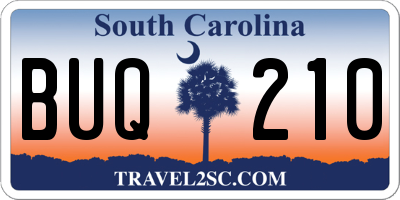 SC license plate BUQ210