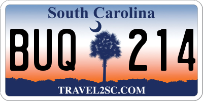 SC license plate BUQ214