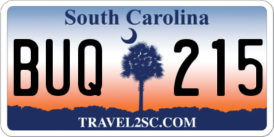 SC license plate BUQ215