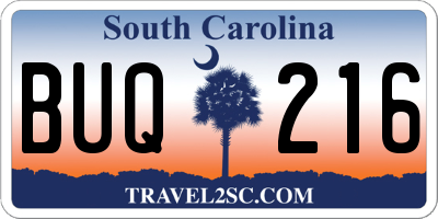 SC license plate BUQ216