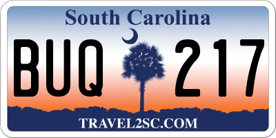 SC license plate BUQ217