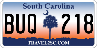 SC license plate BUQ218