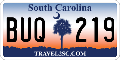 SC license plate BUQ219