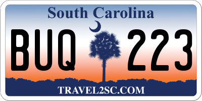 SC license plate BUQ223